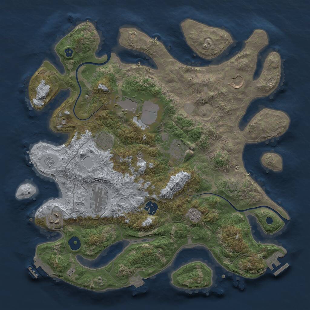 Rust Map: Procedural Map, Size: 3600, Seed: 49906875, 14 Monuments