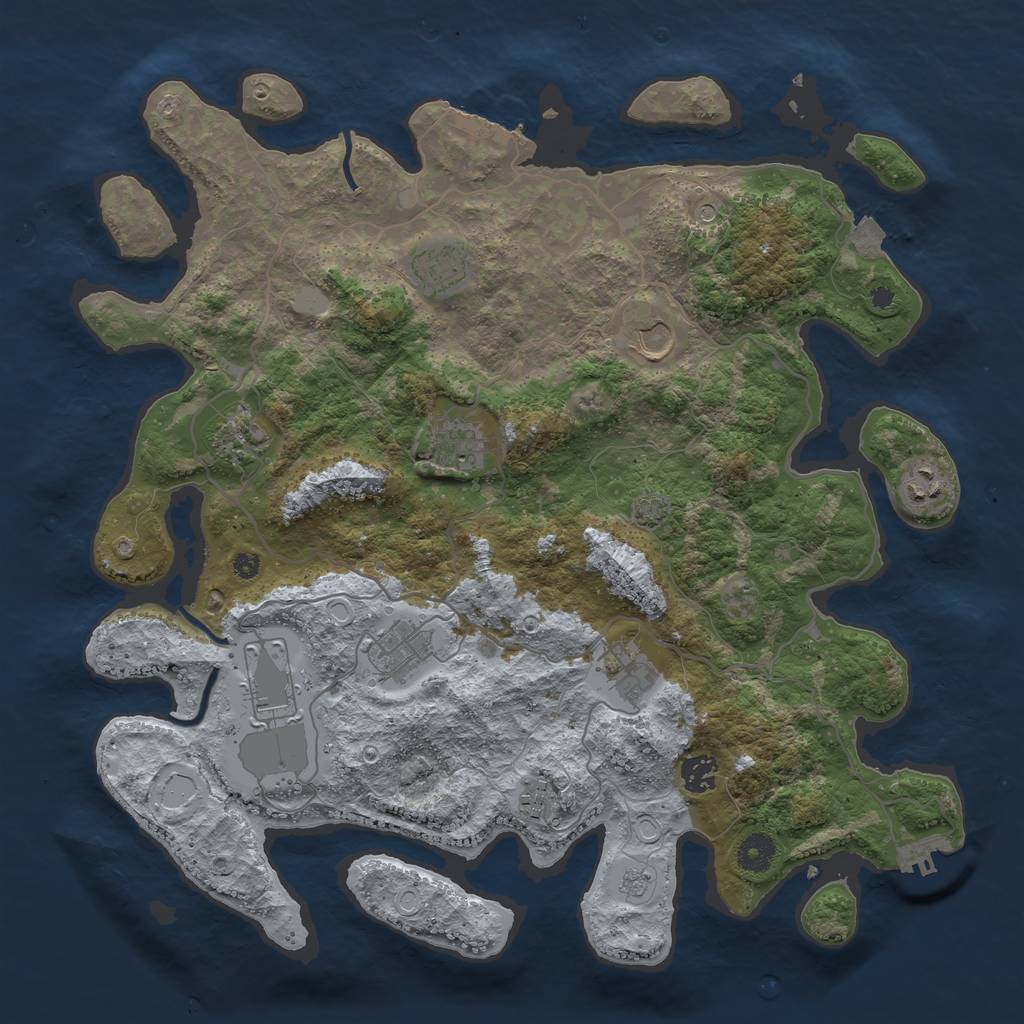 Rust Map: Procedural Map, Size: 4000, Seed: 643873178, 18 Monuments
