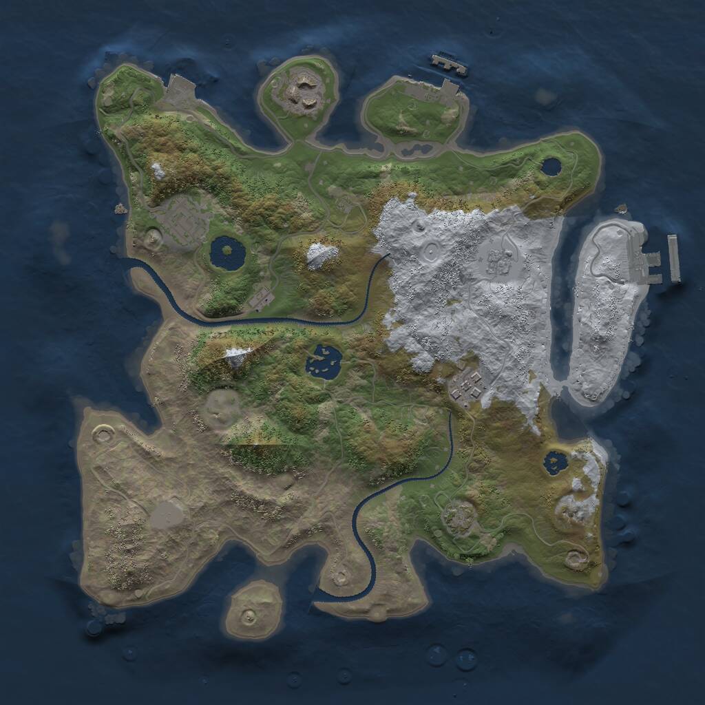 Rust Map: Procedural Map, Size: 3000, Seed: 2123893053, 9 Monuments