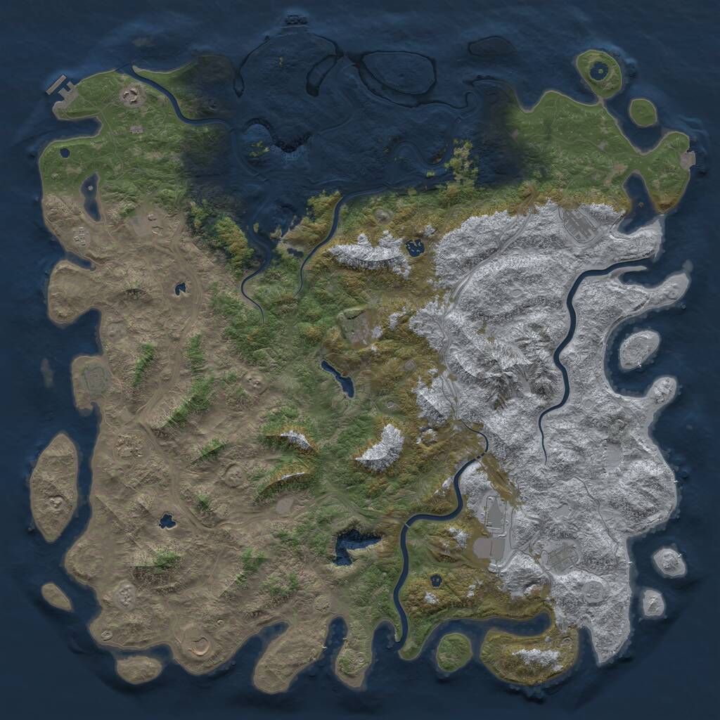 Rust Map: Procedural Map, Size: 6000, Seed: 2044964848, 17 Monuments