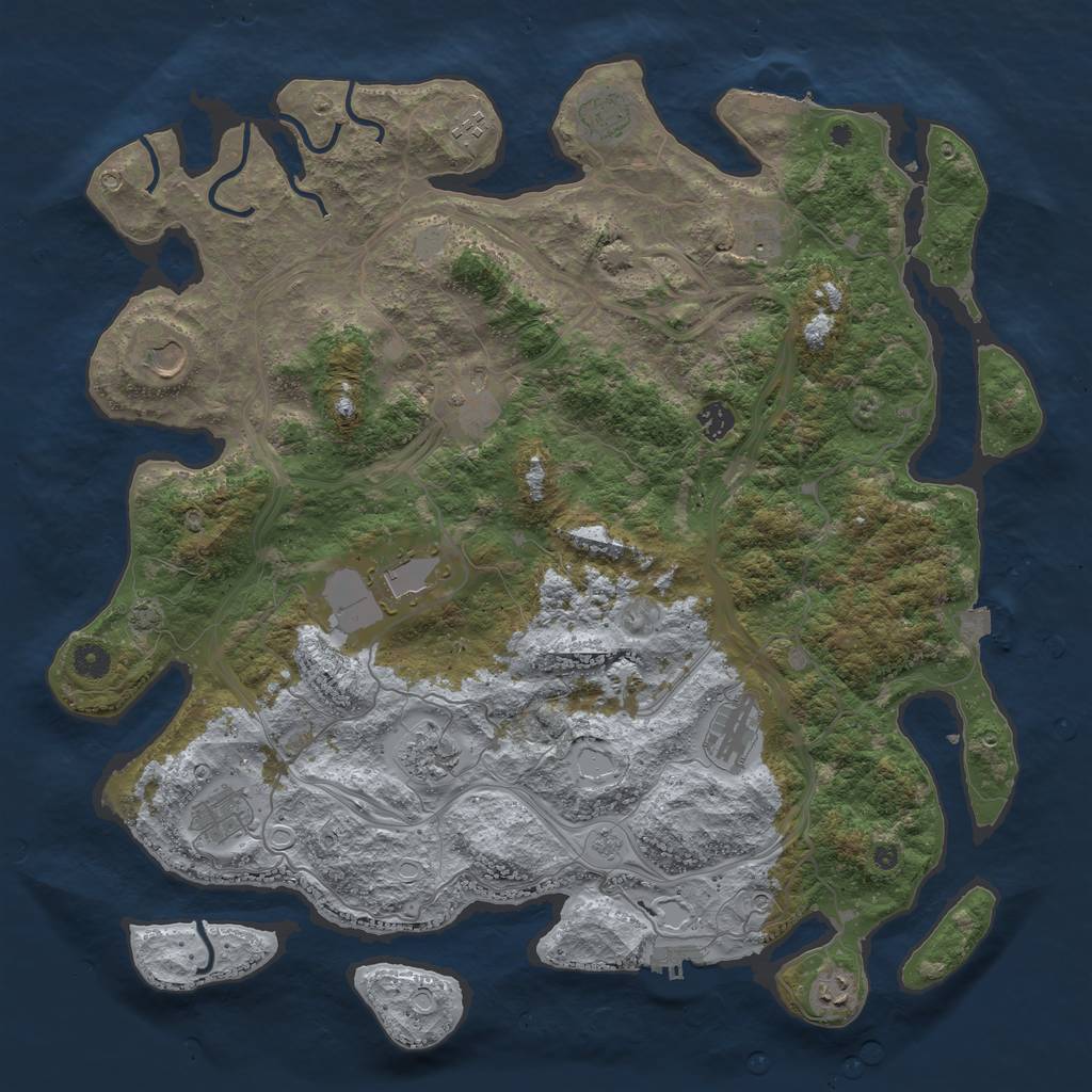 Rust Map: Procedural Map, Size: 4500, Seed: 856504525, 19 Monuments