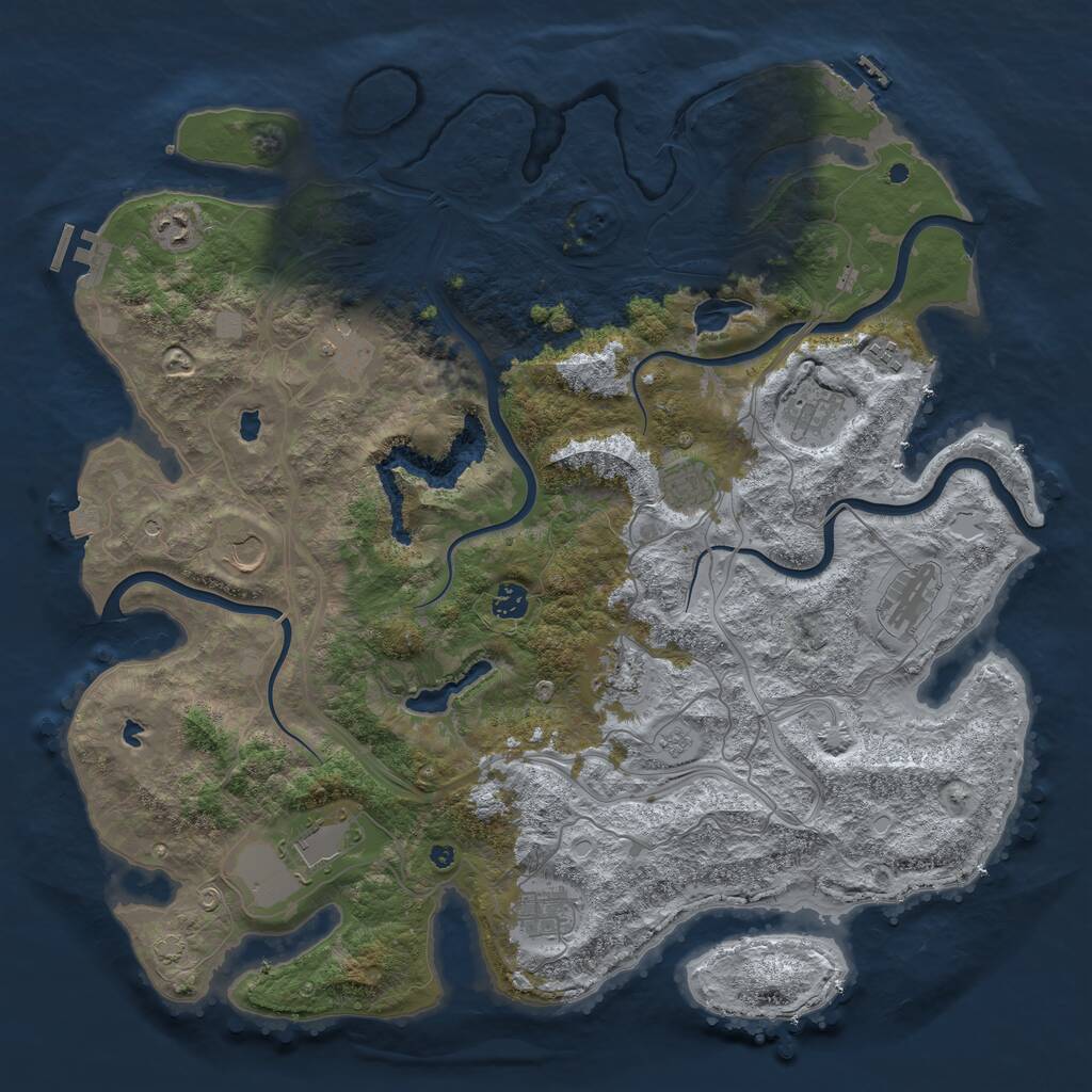 Rust Map: Procedural Map, Size: 4500, Seed: 39576090, 17 Monuments