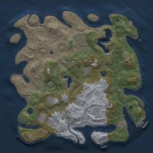 Thumbnail Rust Map: Procedural Map, Size: 4096, Seed: 11123023, 15 Monuments