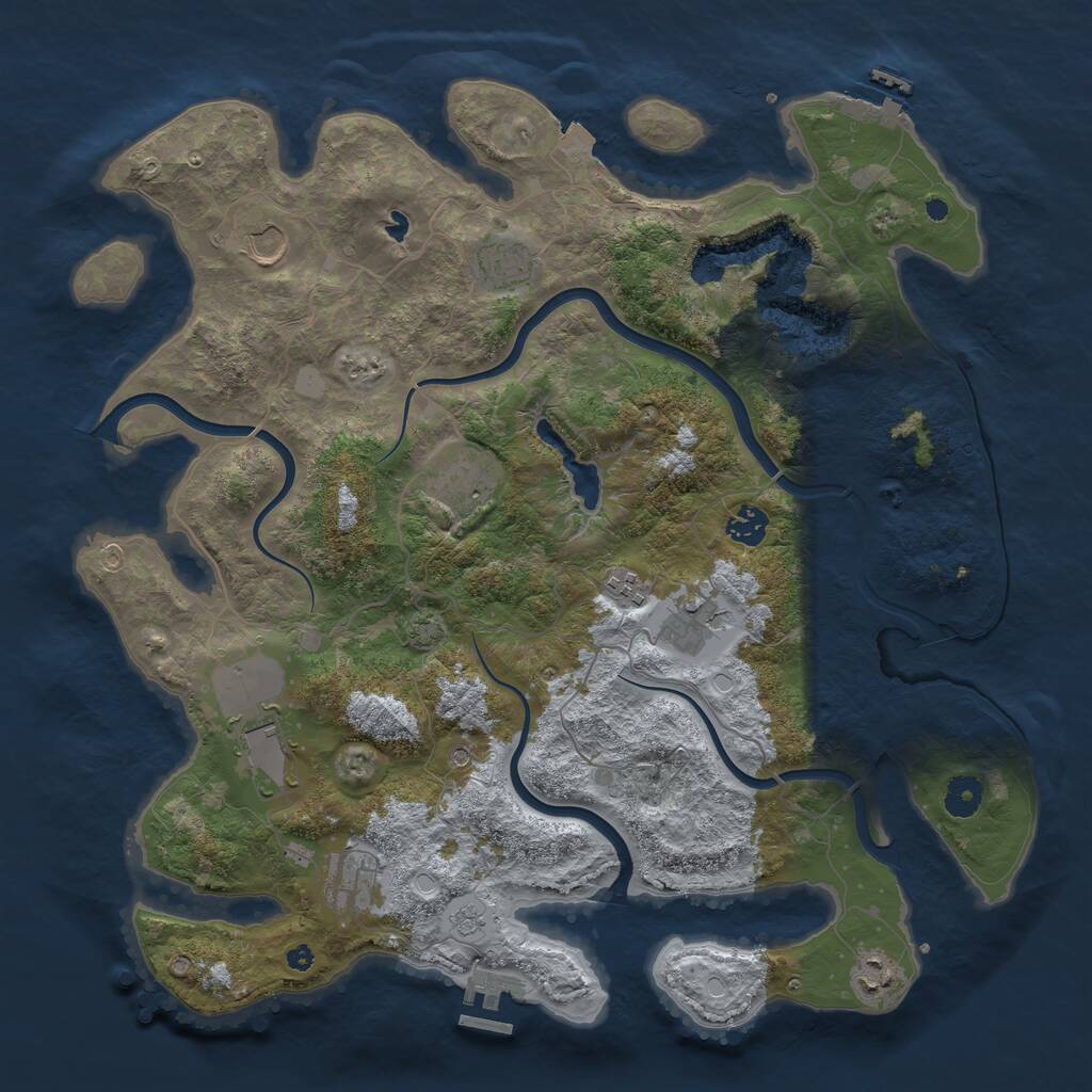 Rust Map: Procedural Map, Size: 4096, Seed: 11123023, 15 Monuments