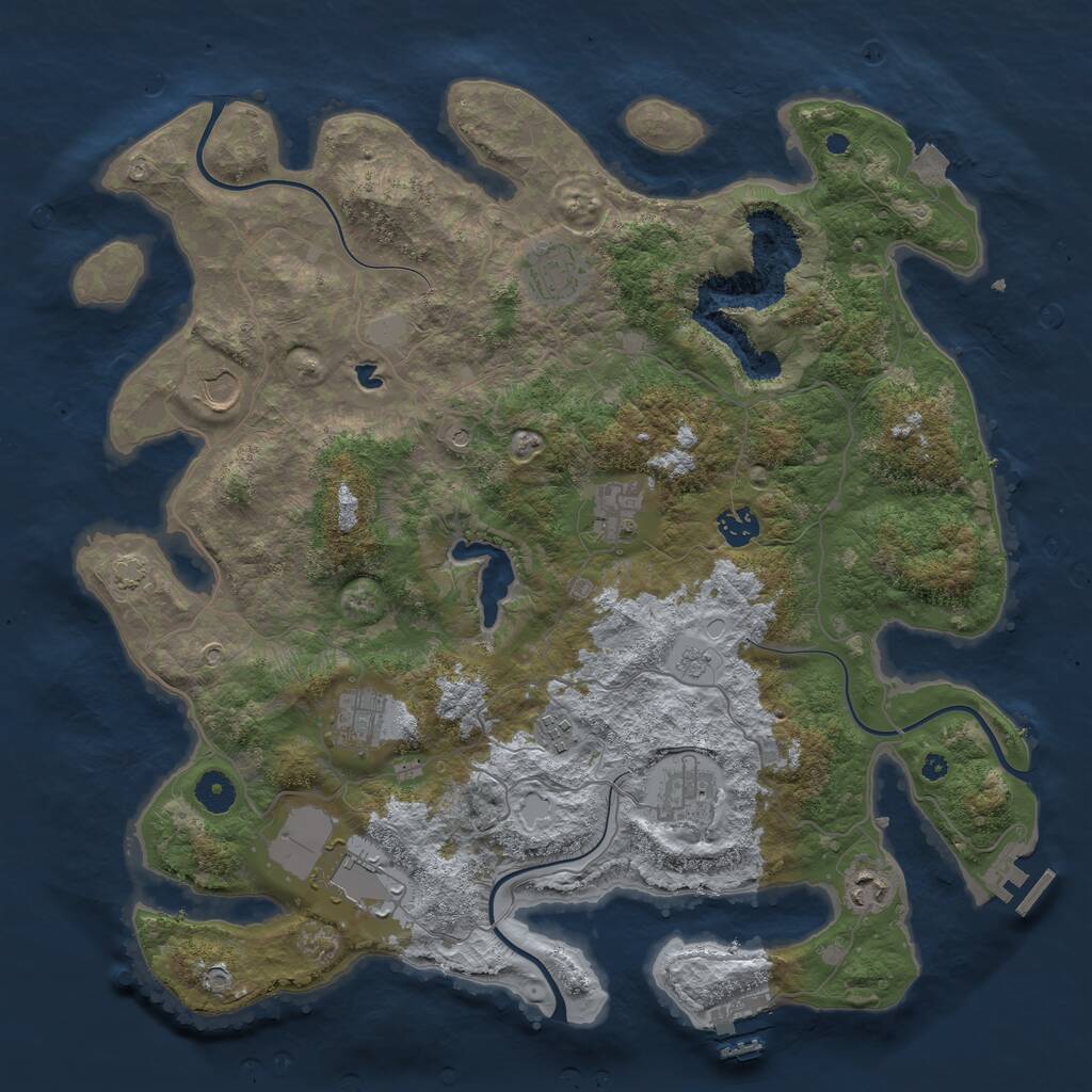 Rust Map: Procedural Map, Size: 4096, Seed: 11123023, 15 Monuments