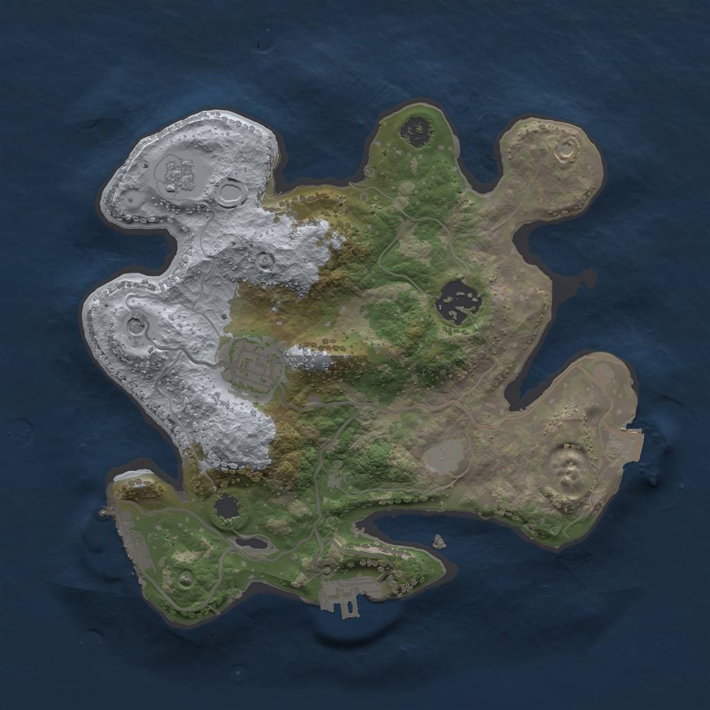 Rust Map: Procedural Map, Size: 2500, Seed: 395872955, 9 Monuments