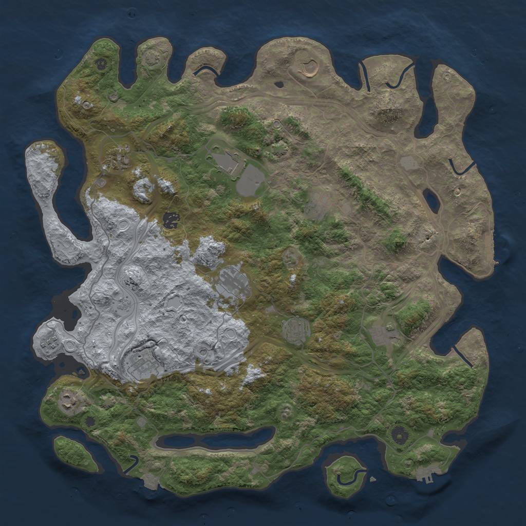 Rust Map: Procedural Map, Size: 4500, Seed: 1330422589, 19 Monuments