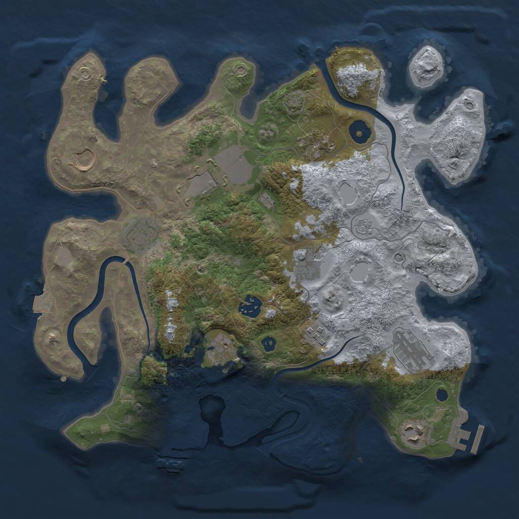 Rust Map: Procedural Map, Size: 3500, Seed: 833099238, 16 Monuments