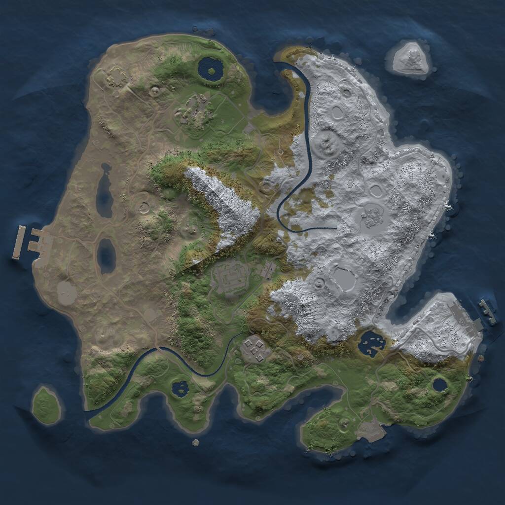 Rust Map: Procedural Map, Size: 3000, Seed: 1836670967, 10 Monuments