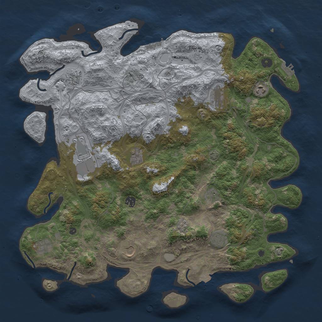 Rust Map: Procedural Map, Size: 4500, Seed: 77568878, 19 Monuments