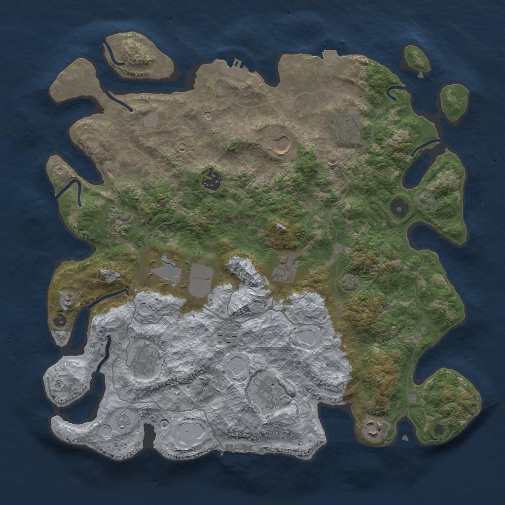 Rust Map: Procedural Map, Size: 4000, Seed: 654554, 18 Monuments