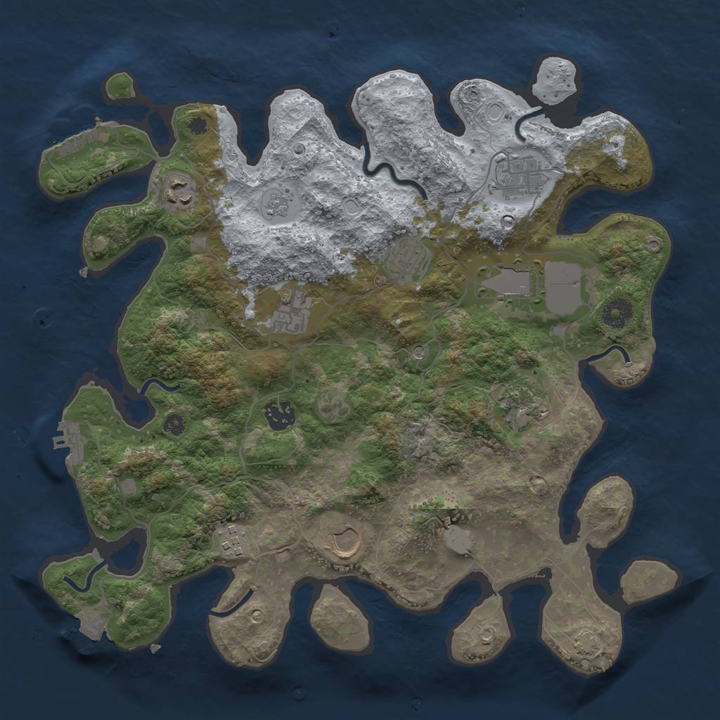 Rust Map: Procedural Map, Size: 3550, Seed: 1761847424, 17 Monuments