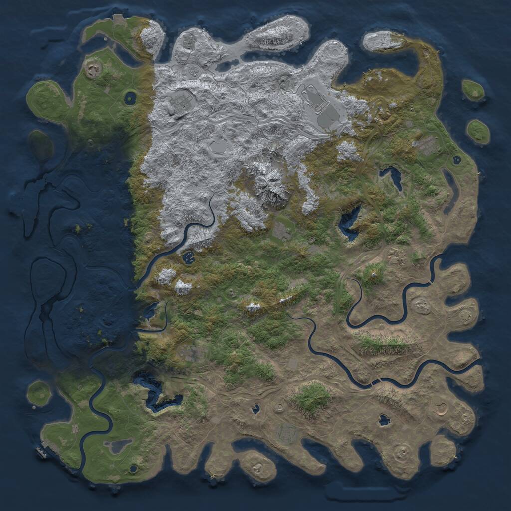 Rust Map: Procedural Map, Size: 6000, Seed: 54568724, 17 Monuments
