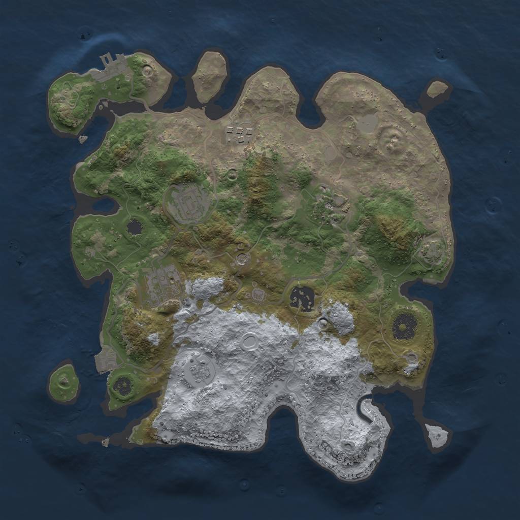 Rust Map: Procedural Map, Size: 3000, Seed: 263819, 12 Monuments
