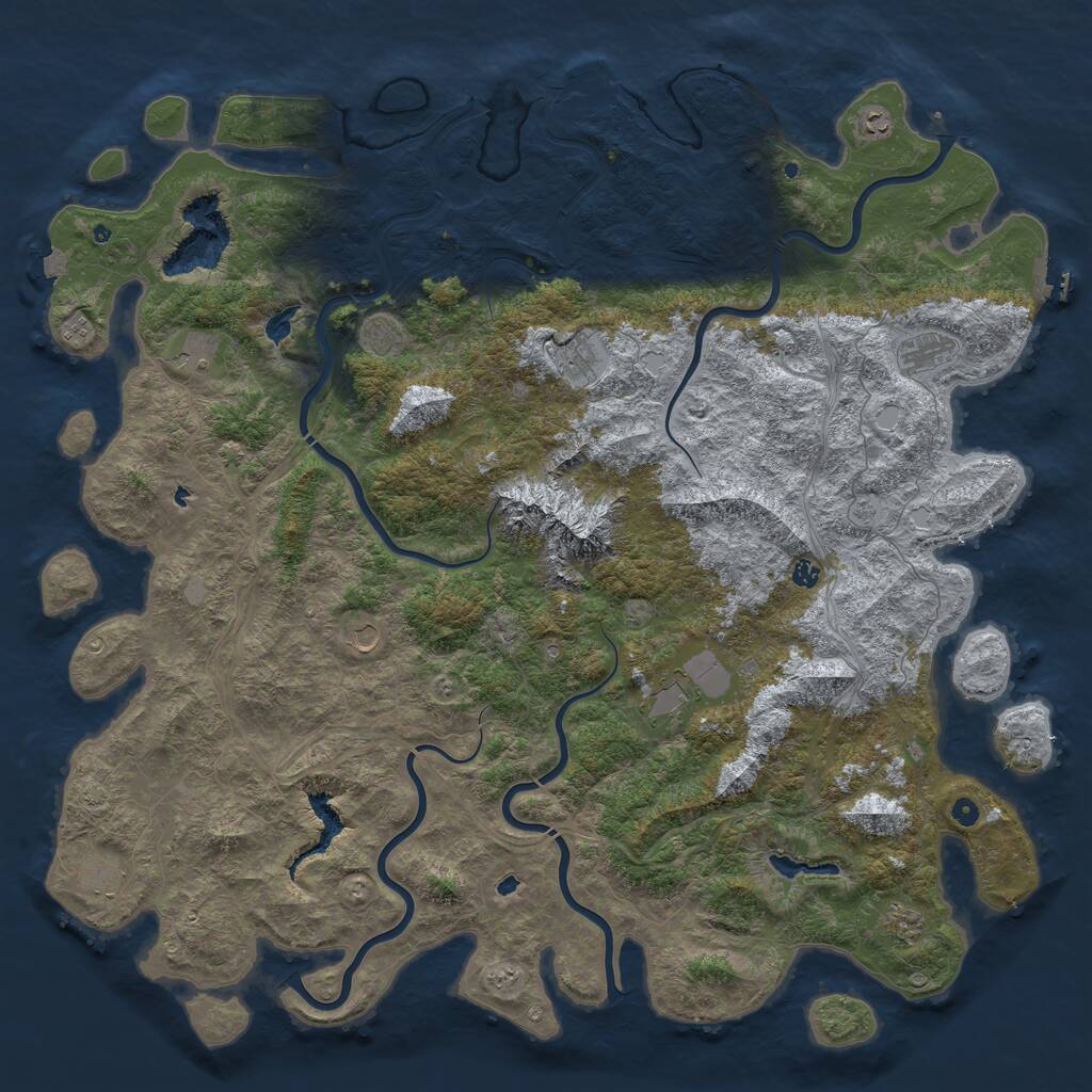 Rust Map: Procedural Map, Size: 6000, Seed: 143907305, 17 Monuments