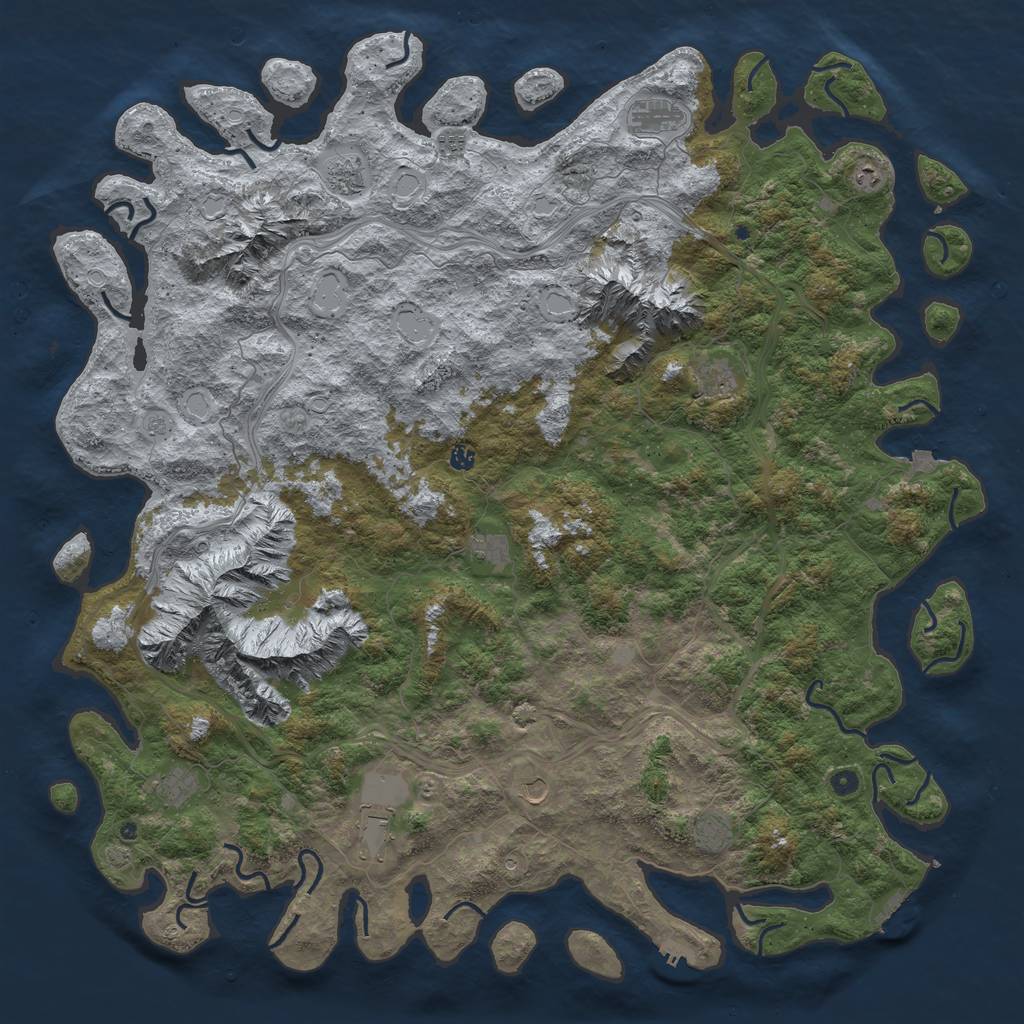 Rust Map: Procedural Map, Size: 6000, Seed: 729311386, 19 Monuments