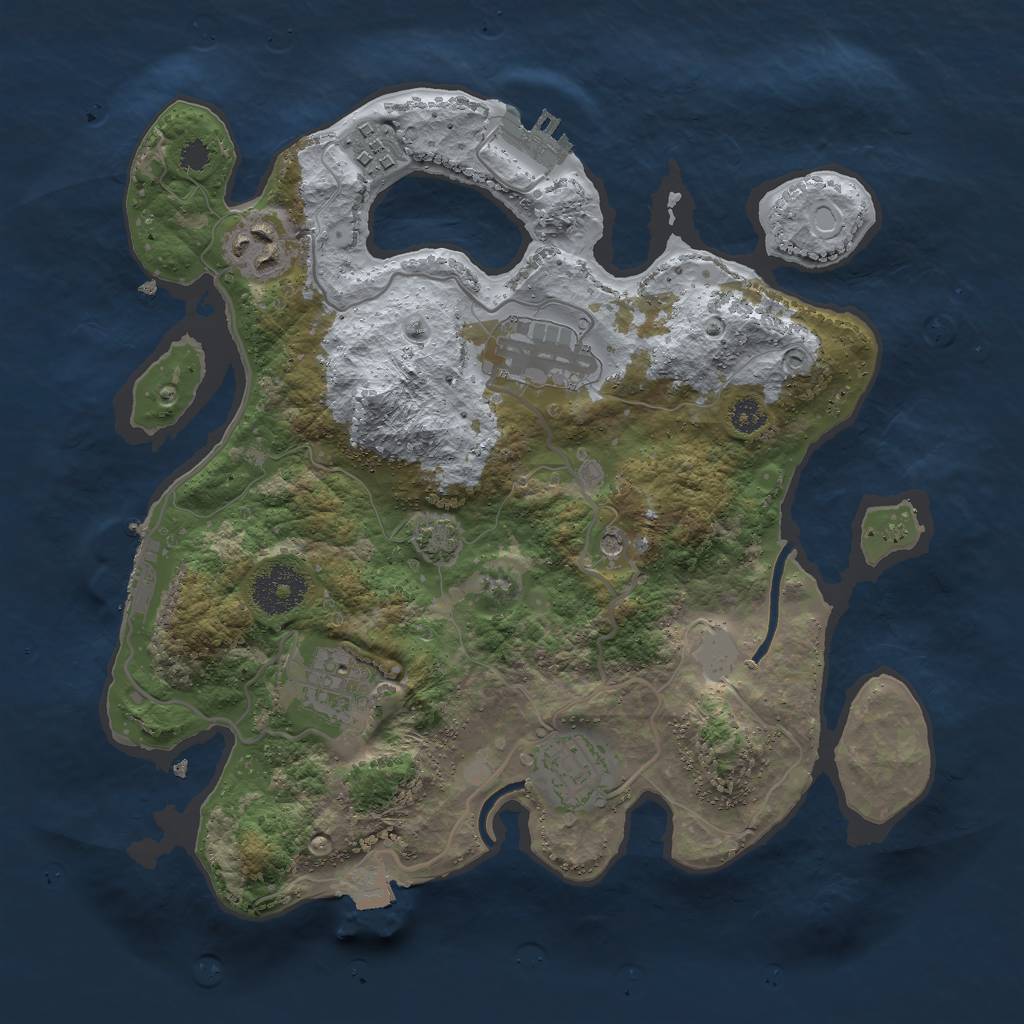 Rust Map: Procedural Map, Size: 3000, Seed: 408393764, 12 Monuments