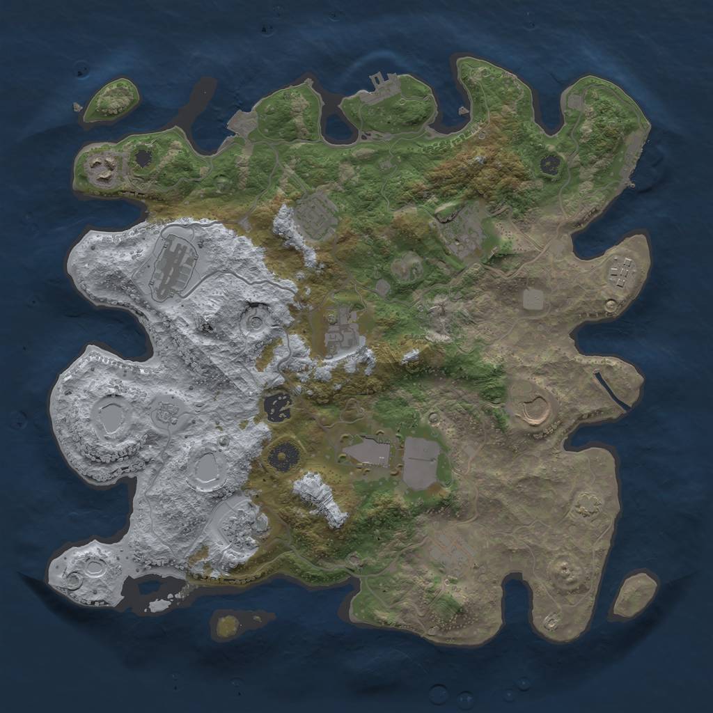 Rust Map: Procedural Map, Size: 3650, Seed: 76279326, 19 Monuments
