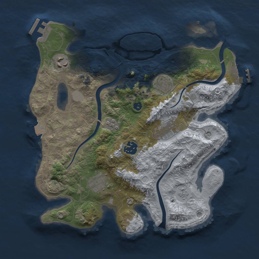 Rust Map: Procedural Map, Size: 3000, Seed: 3372, 12 Monuments
