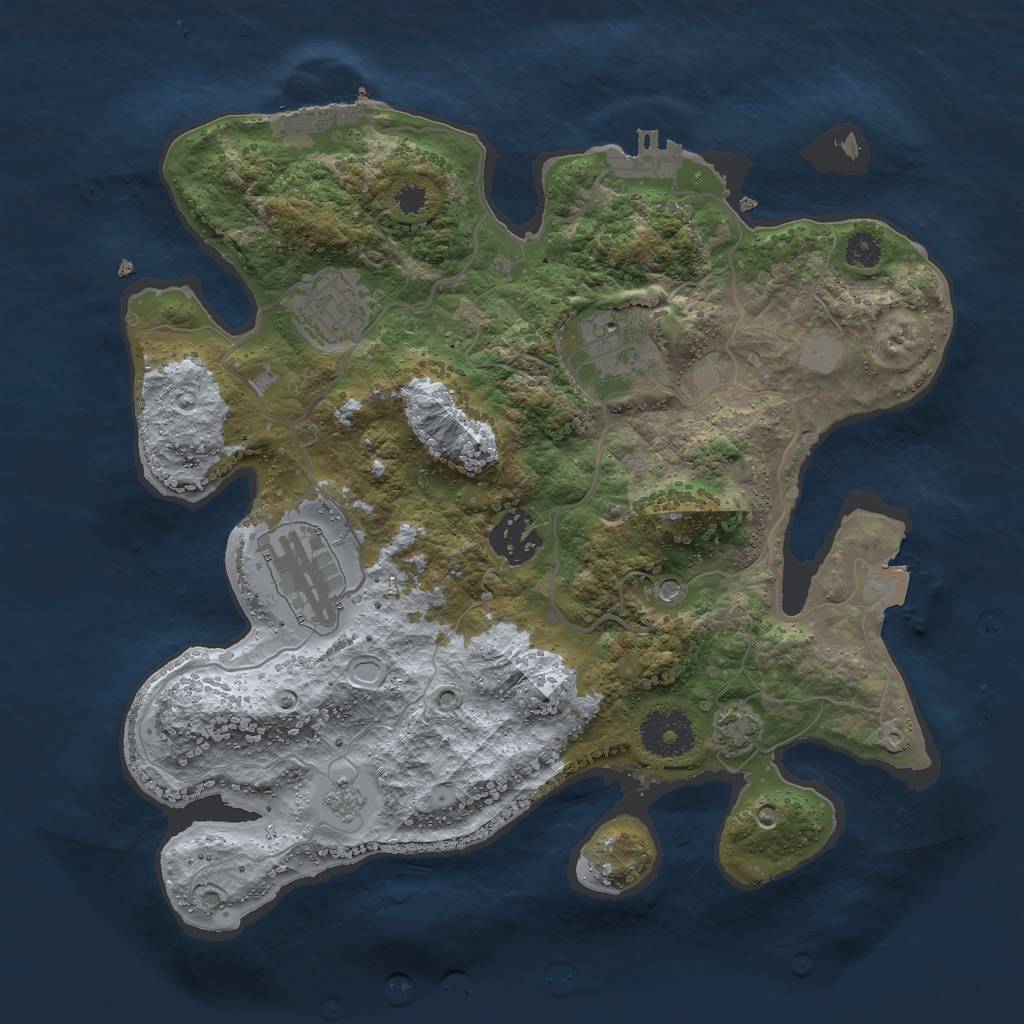 Rust Map: Procedural Map, Size: 3000, Seed: 246298162, 12 Monuments