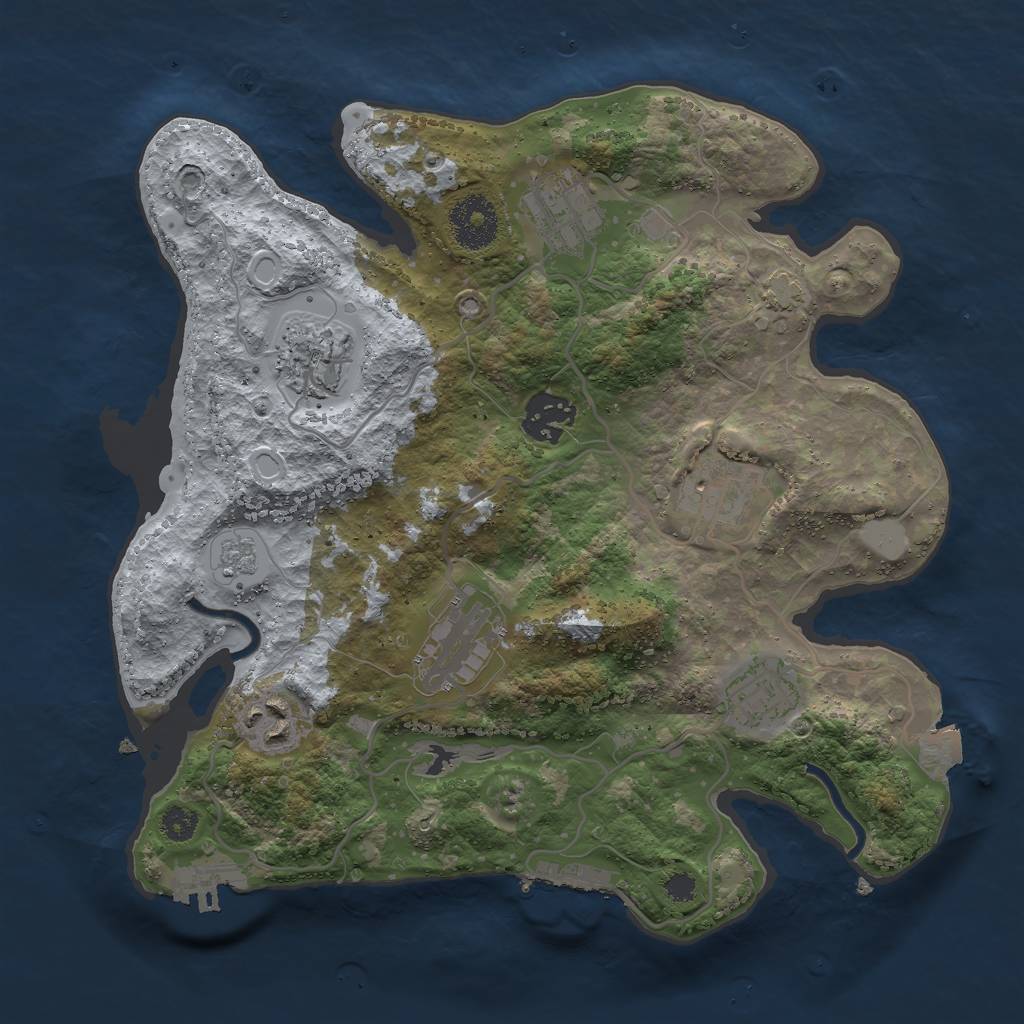 Rust Map: Procedural Map, Size: 3000, Seed: 32448, 14 Monuments