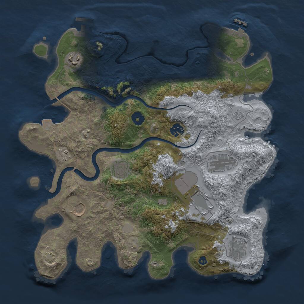 Rust Map: Procedural Map, Size: 3500, Seed: 913122560, 14 Monuments