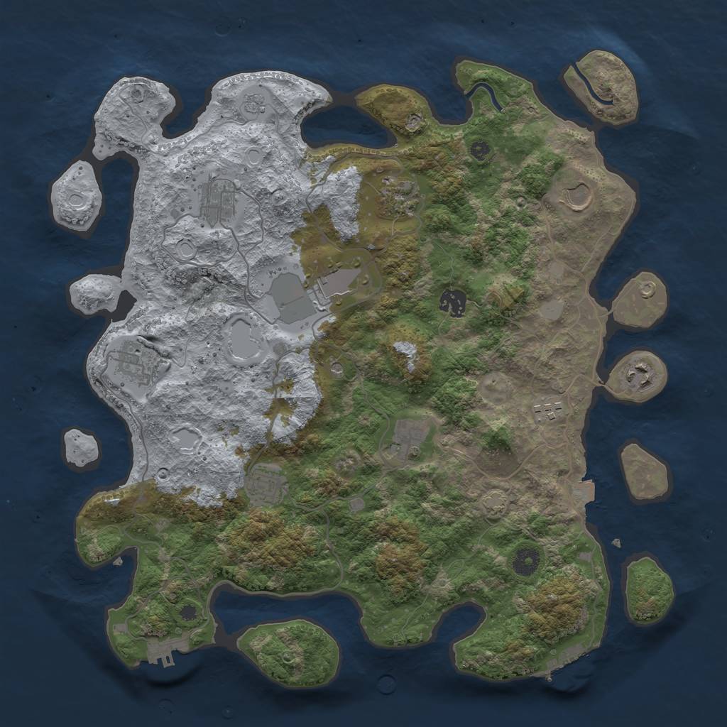 Rust Map: Procedural Map, Size: 3900, Seed: 37001691, 18 Monuments