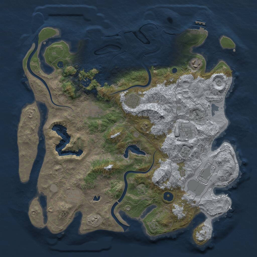 Rust Map: Procedural Map, Size: 4000, Seed: 748943, 14 Monuments