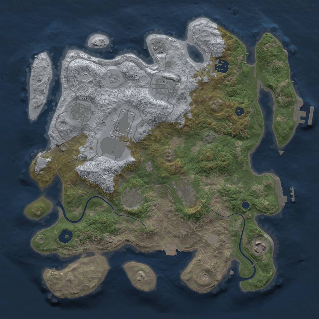 Rust Map: Procedural Map, Size: 3500, Seed: 1862880026, 14 Monuments