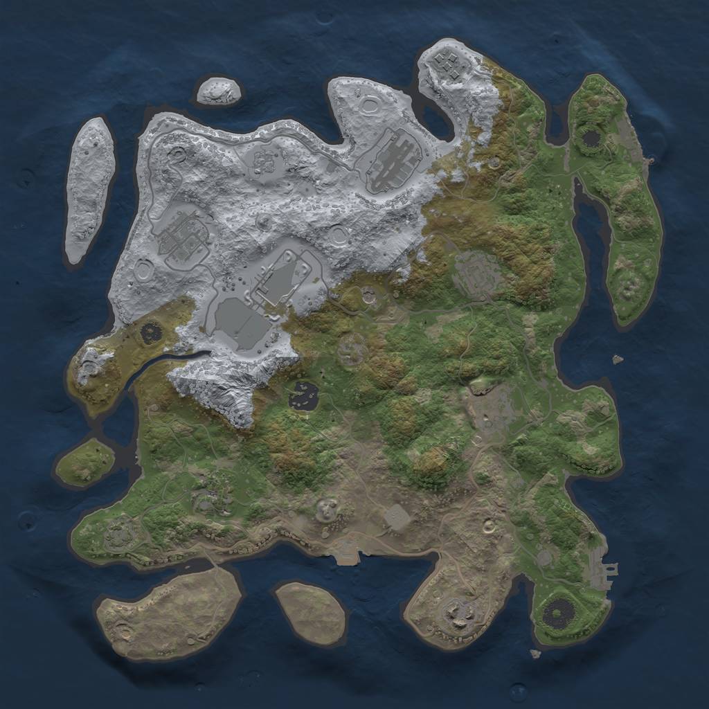 Rust Map: Procedural Map, Size: 3500, Seed: 1862880026, 17 Monuments