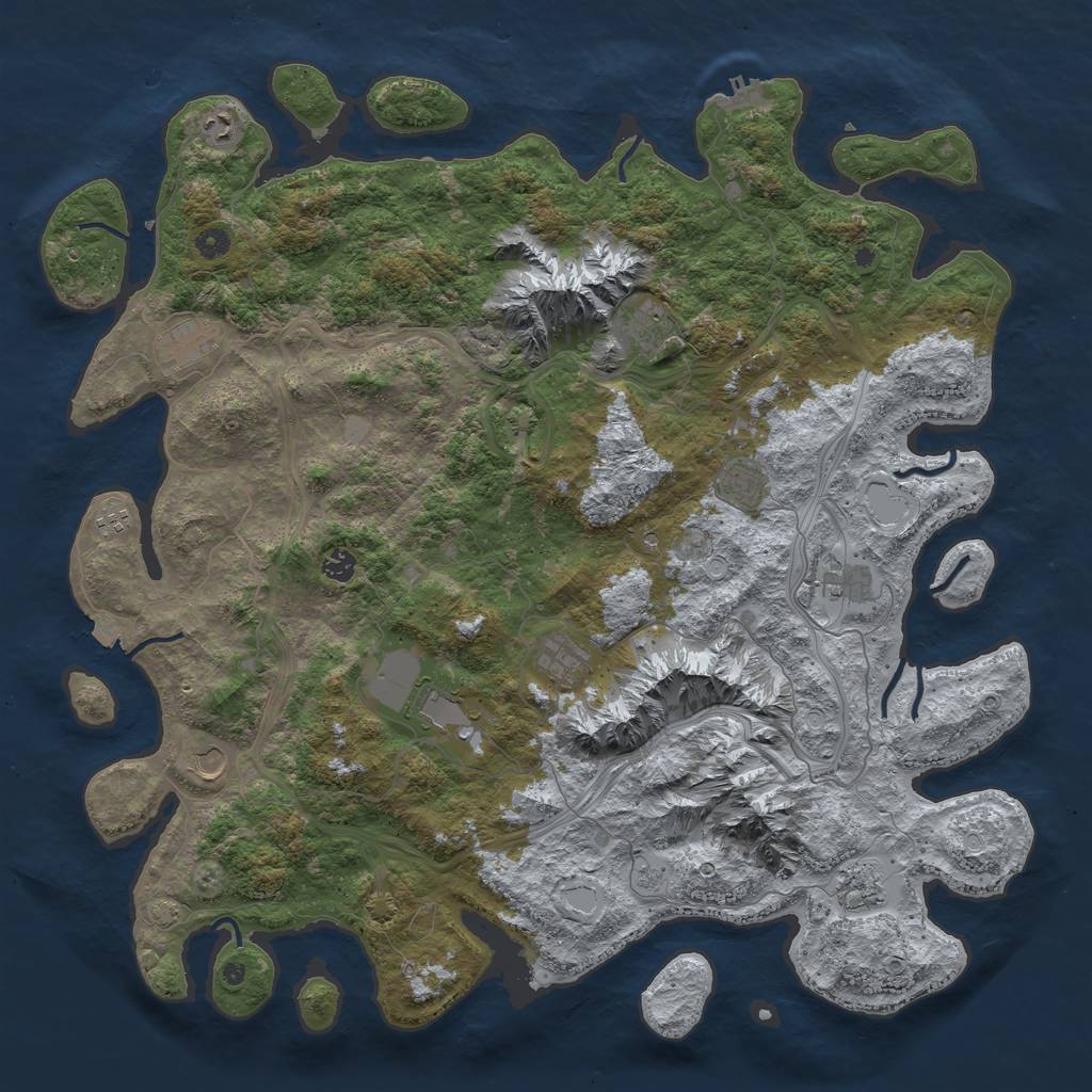 Rust Map: Procedural Map, Size: 5000, Seed: 66752357, 18 Monuments