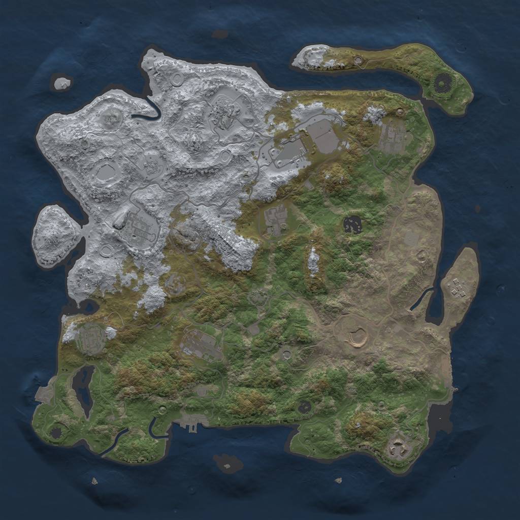 Rust Map: Procedural Map, Size: 4000, Seed: 412356789, 19 Monuments