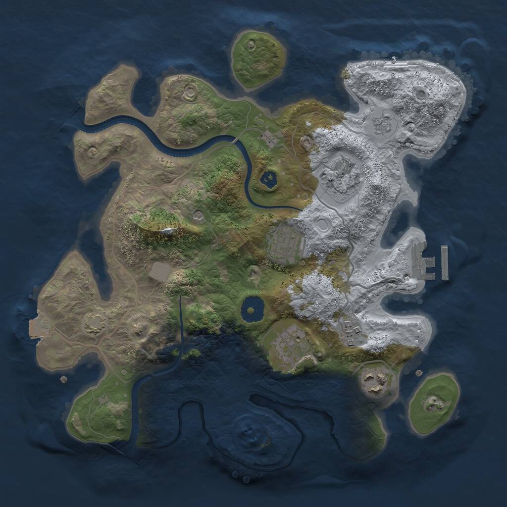 Rust Map: Procedural Map, Size: 3000, Seed: 8411643, 10 Monuments