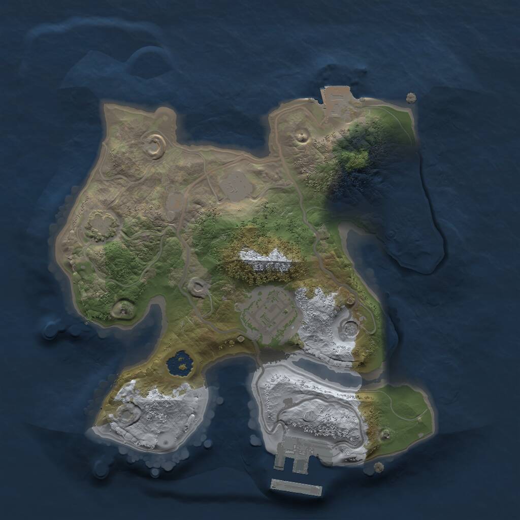 Rust Map: Procedural Map, Size: 2048, Seed: 45647371, 5 Monuments