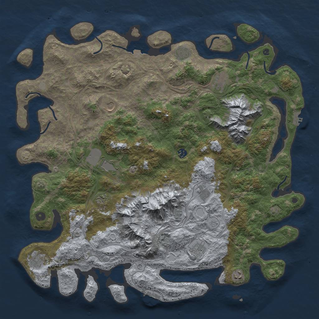 Rust Map: Procedural Map, Size: 5000, Seed: 64632, 19 Monuments