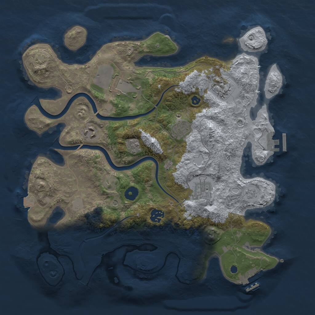 Rust Map: Procedural Map, Size: 3500, Seed: 1202090729, 13 Monuments