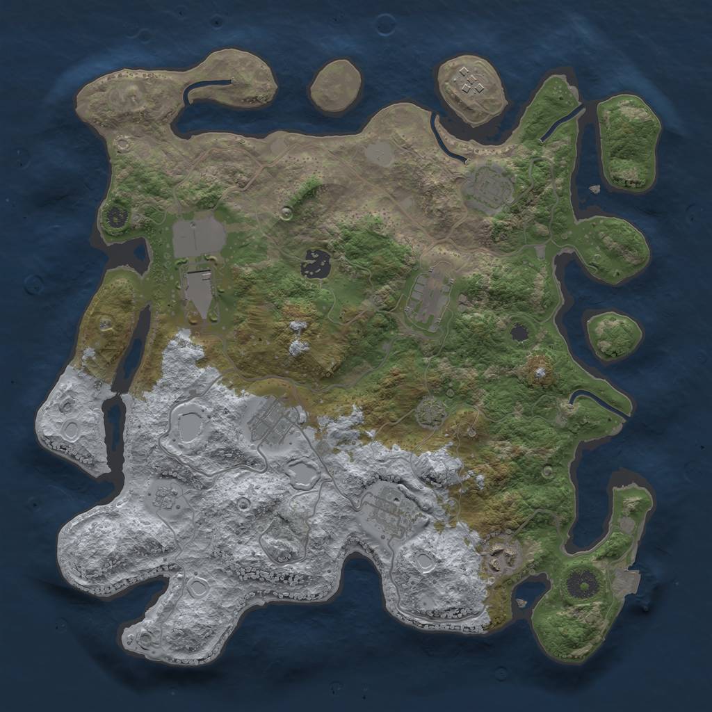 Rust Map: Procedural Map, Size: 3500, Seed: 387369514, 13 Monuments