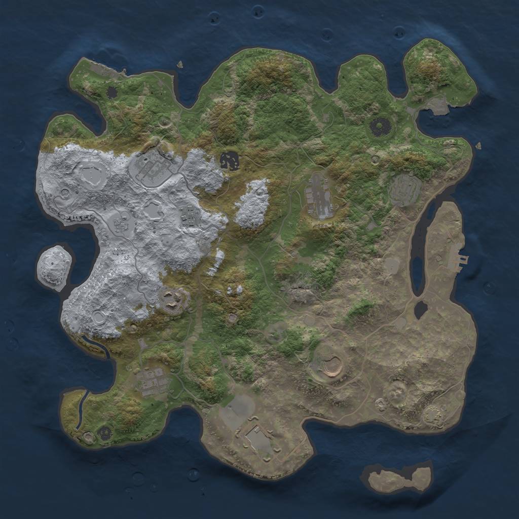 Rust Map: Procedural Map, Size: 3800, Seed: 4314186, 17 Monuments