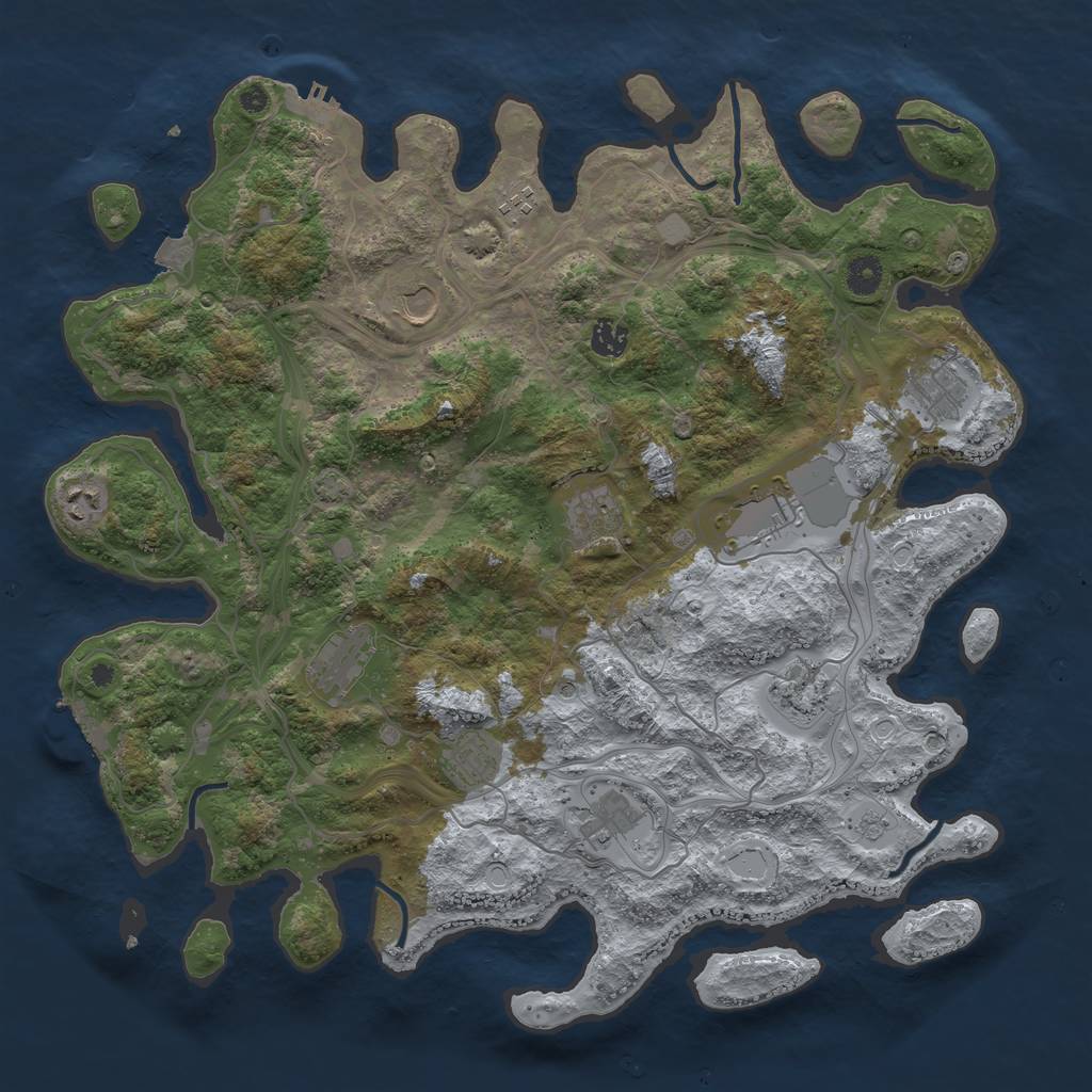 Rust Map: Procedural Map, Size: 4250, Seed: 1360238604, 19 Monuments