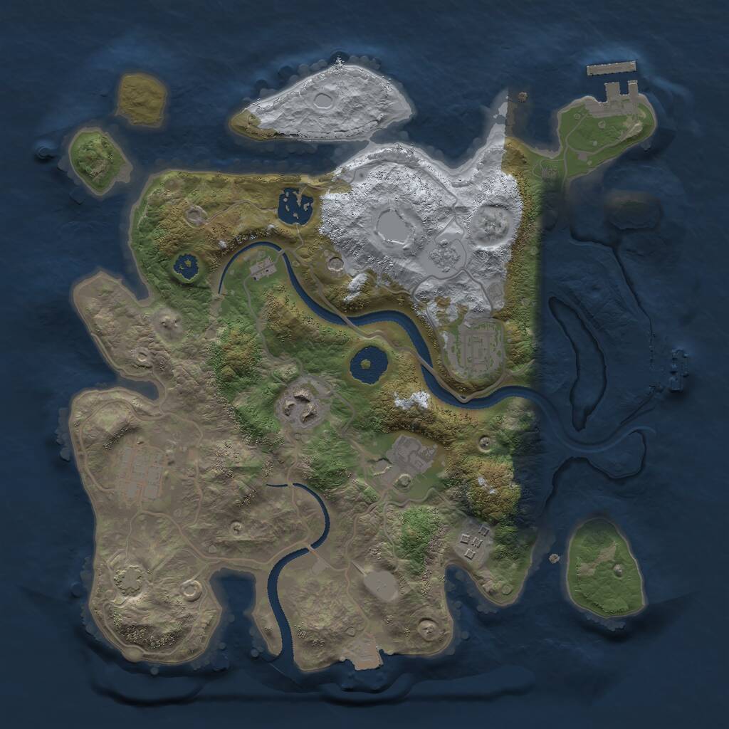 Rust Map: Procedural Map, Size: 3000, Seed: 1876315353, 12 Monuments