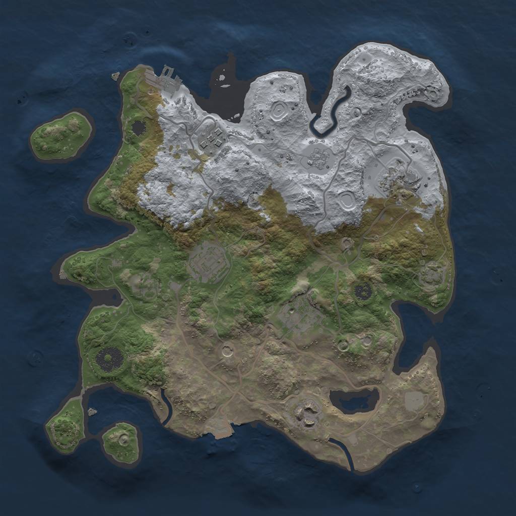 Rust Map: Procedural Map, Size: 3000, Seed: 7064281, 12 Monuments