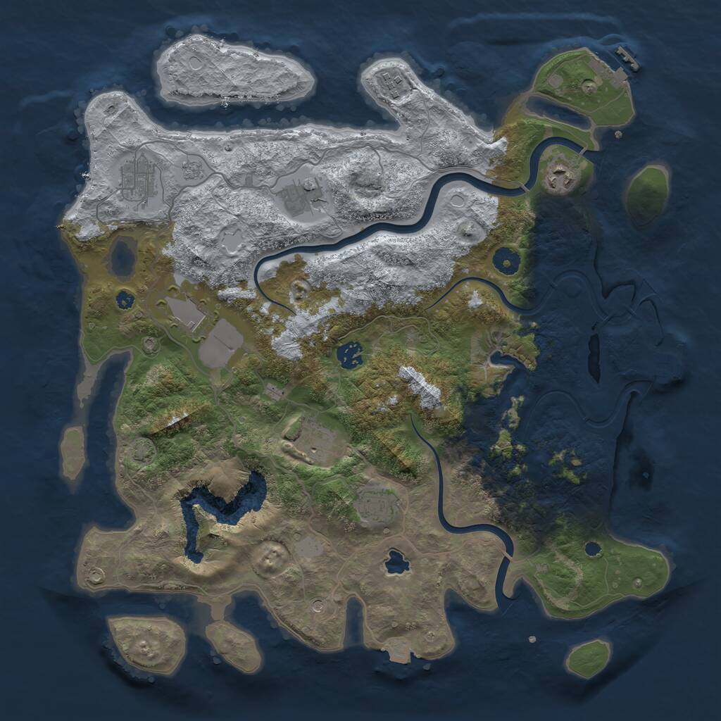 Rust Map: Procedural Map, Size: 4000, Seed: 518253173, 14 Monuments