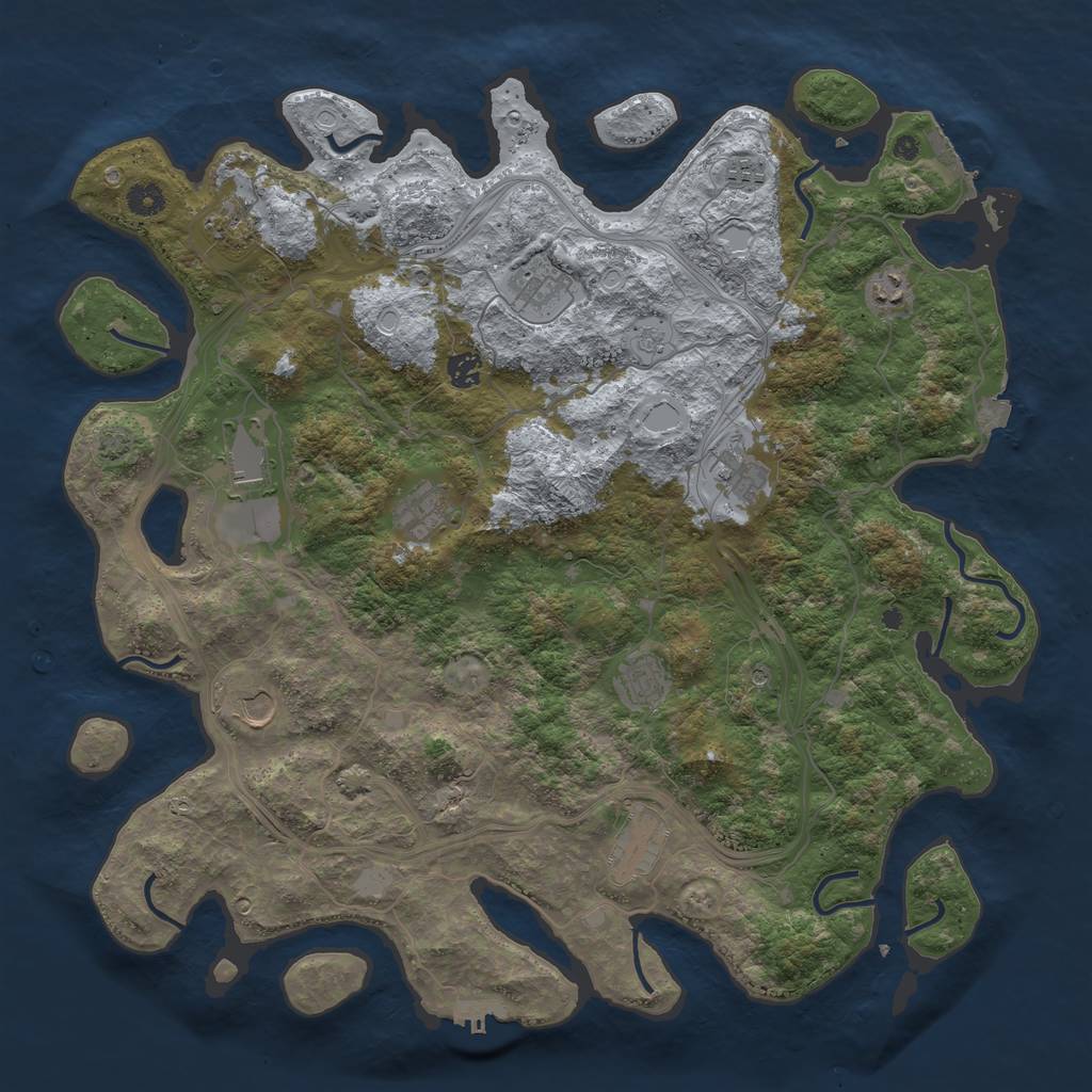 Rust Map: Procedural Map, Size: 4500, Seed: 760936416, 19 Monuments