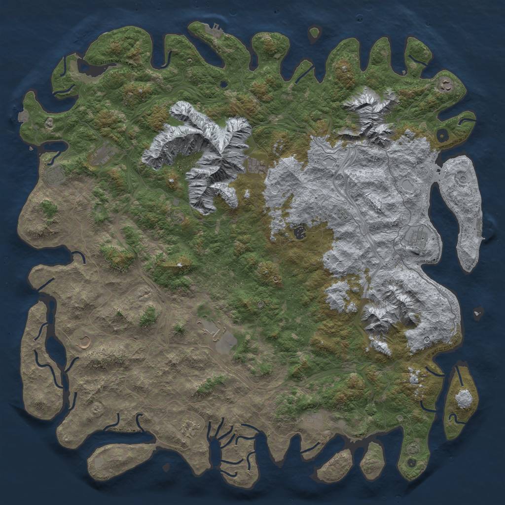 Rust Map: Procedural Map, Size: 6000, Seed: 462310563, 19 Monuments