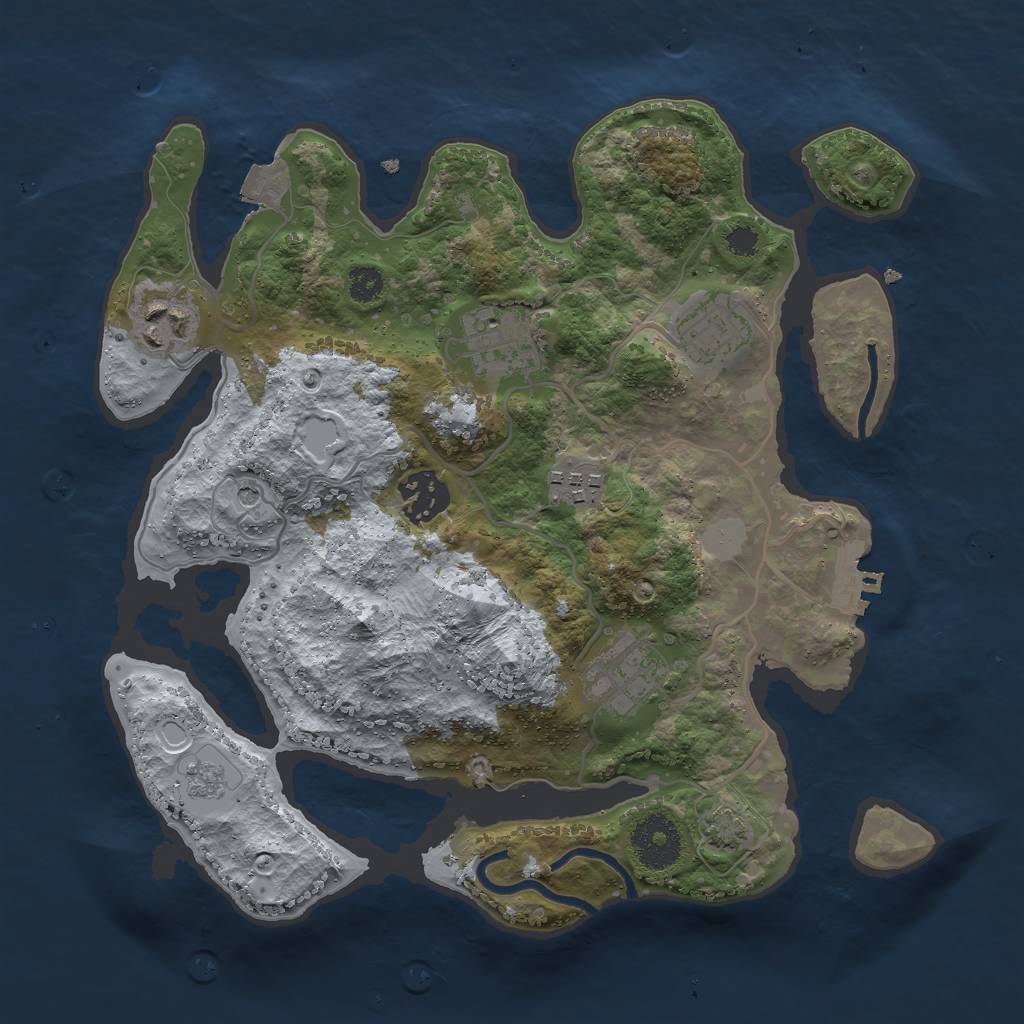 Rust Map: Procedural Map, Size: 3000, Seed: 737130753, 13 Monuments