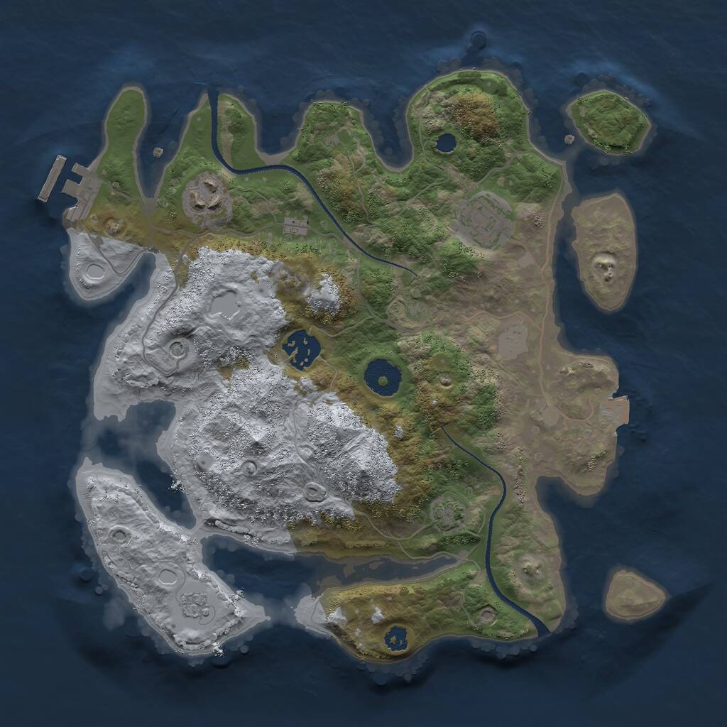 Rust Map: Procedural Map, Size: 3000, Seed: 737130753, 8 Monuments