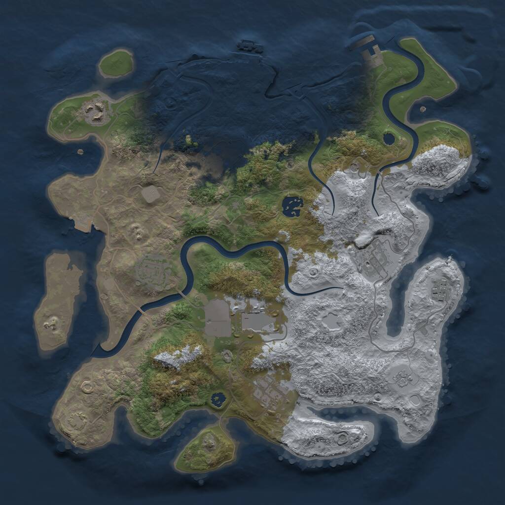 Rust Map: Procedural Map, Size: 3500, Seed: 527073099, 14 Monuments