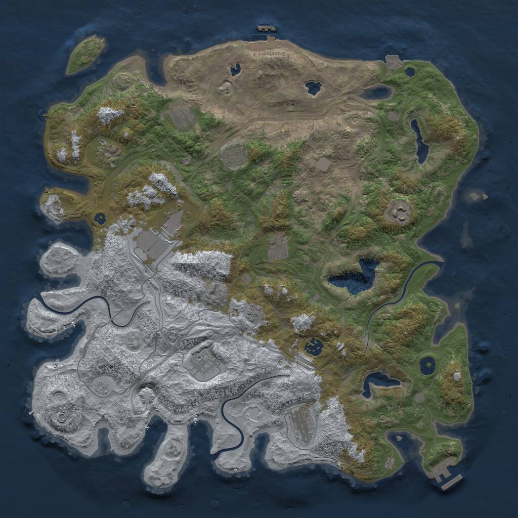 Rust Map: Procedural Map, Size: 4500, Seed: 1114585582, 16 Monuments