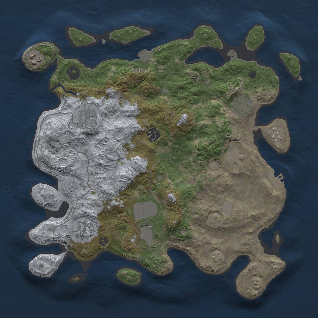 Rust Map: Procedural Map, Size: 3500, Seed: 1920166166, 15 Monuments