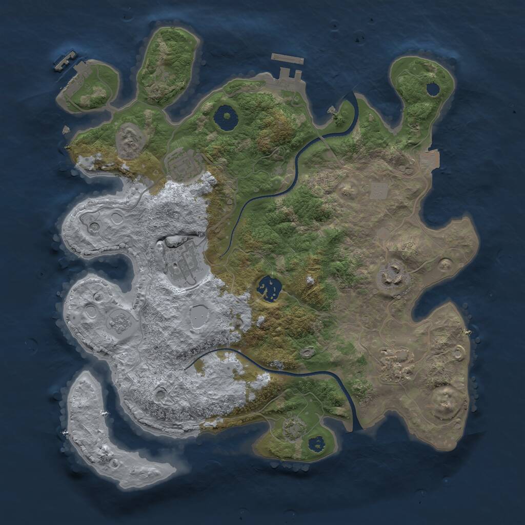Rust Map: Procedural Map, Size: 3250, Seed: 607, 11 Monuments